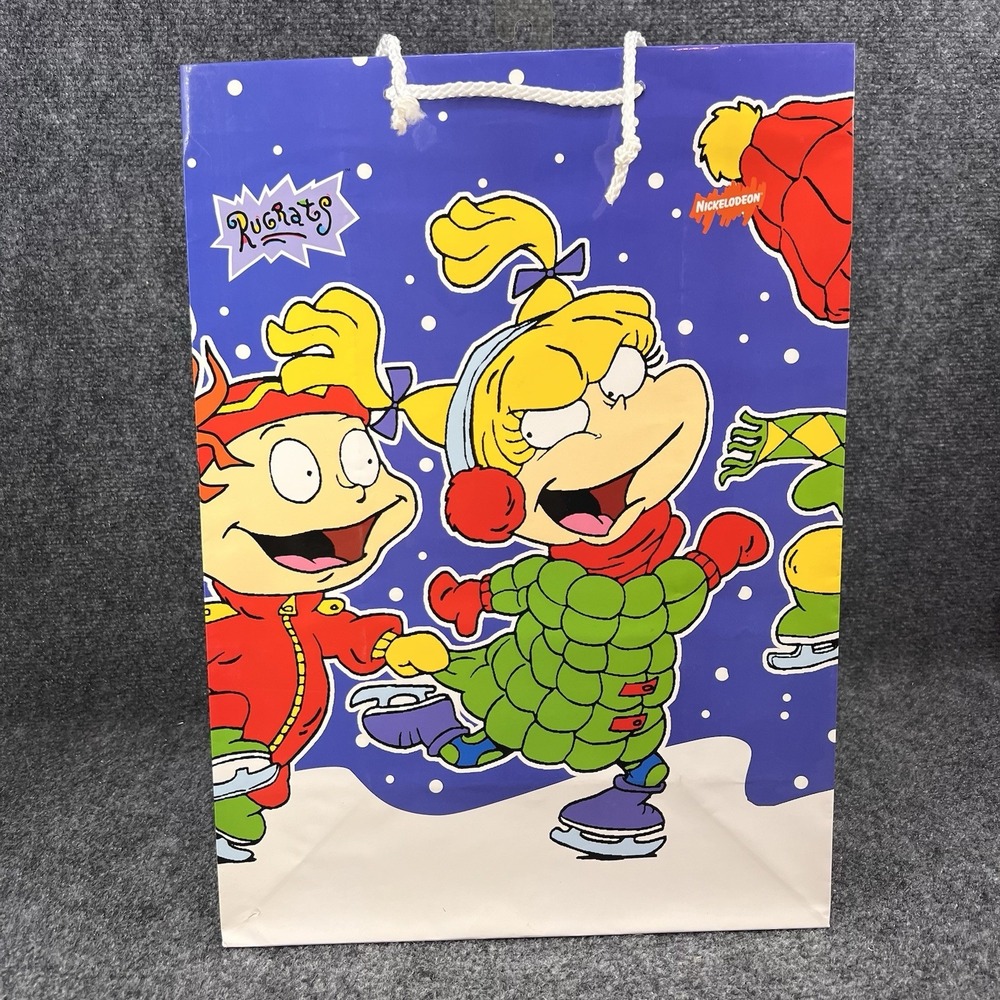 Vtg 1999 Rugrats Nickelodeon 18x13x6.5 Gift Bag Angelica Chuckie Tommy Winter